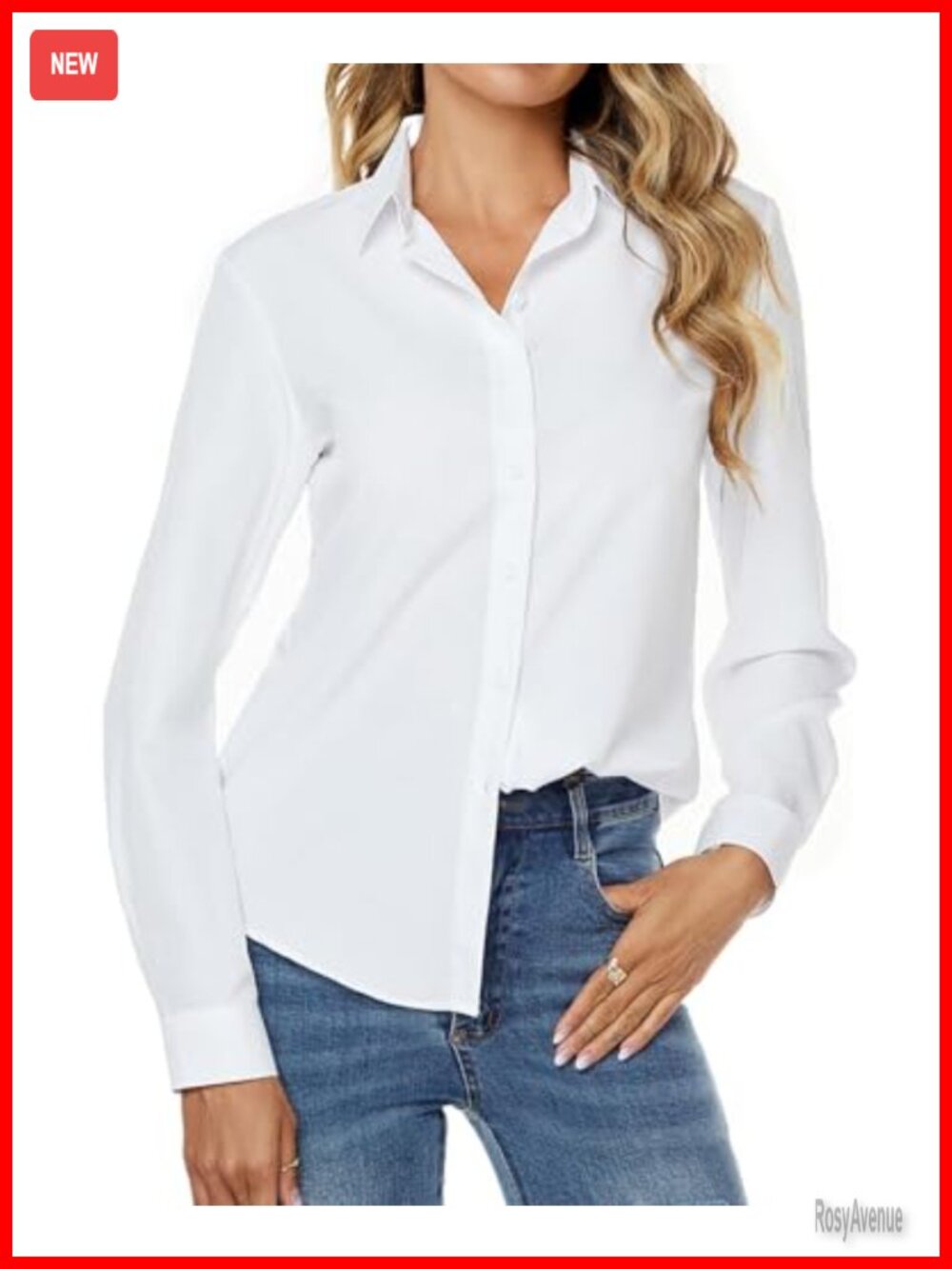 Womens Stretch Button Down Long Sleeve Wrinkle Free Blouse Work